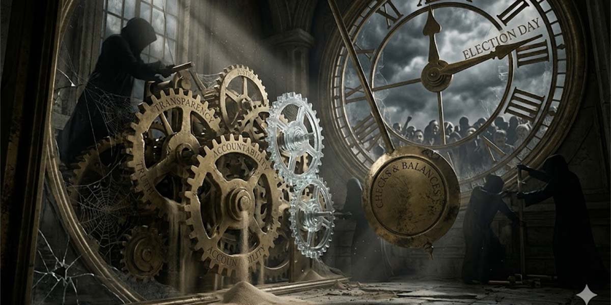 Symbolic image representing democracy, institutions, and civic power.